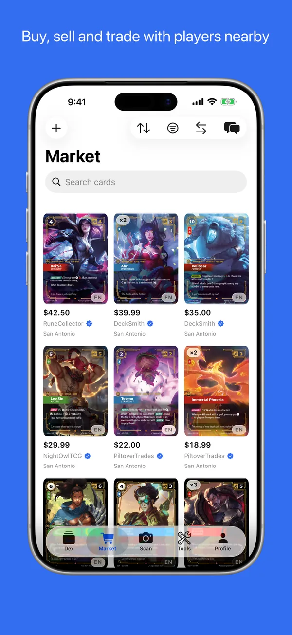 Buy, sell and trade with players nearby